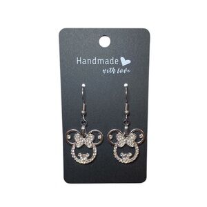 Handmade Sparkling Silver Minnie Mouse Earrings